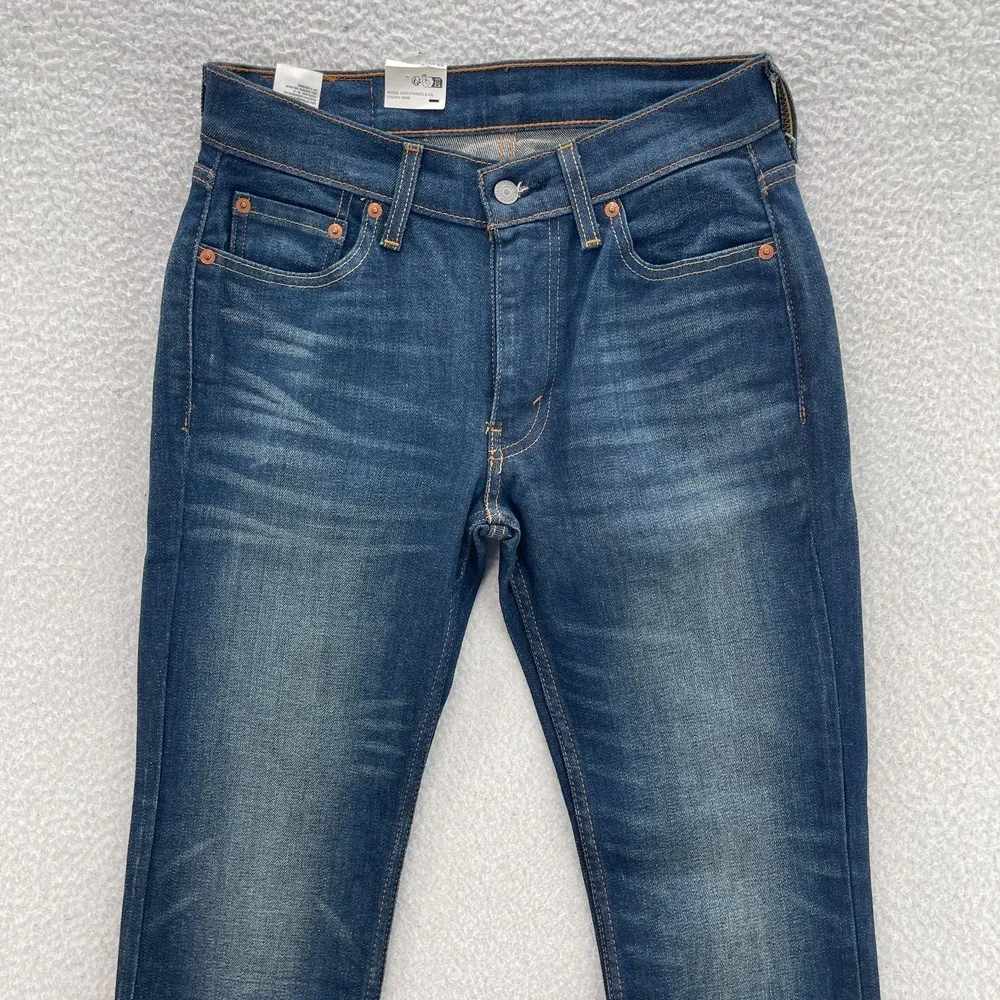 Levis Jeans Mens 29x30 Blue 514 Straight Fit Dark Wash Whisker Grunge Cowboy 90s